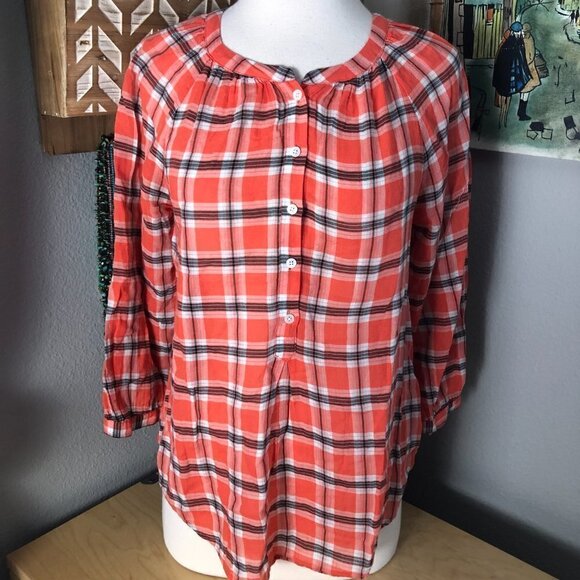 JOIE Selma Plaid Peasant Blouse - Picture 2 of 11